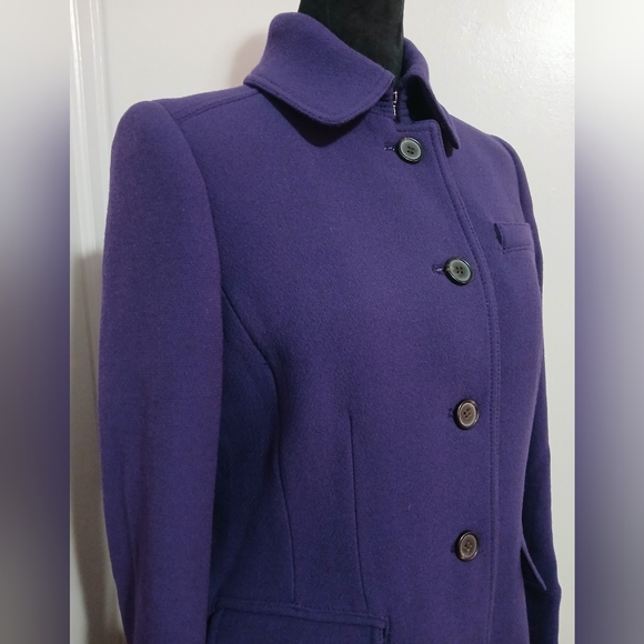 J.CREW Double Cloth Italian Lady Day Wool Blend Deep Purple Pea Coat Size 8 - Picture 7 of 16